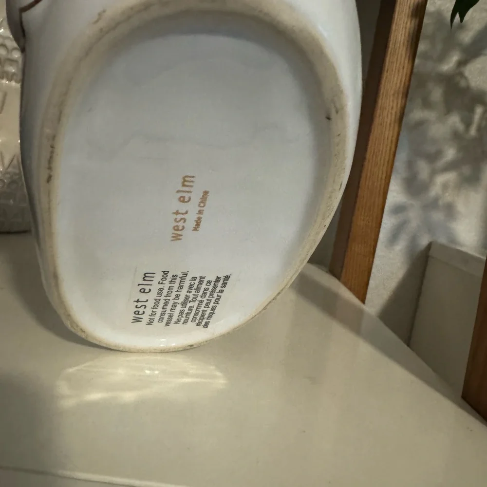 West elm White Ceramic Bunny Planter